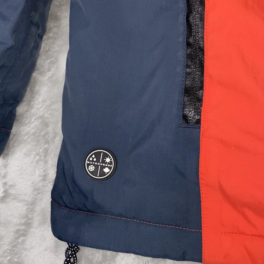 Lands End The Squall Mens XL Orange Blue Water Windproof Quilted  Lined Parka